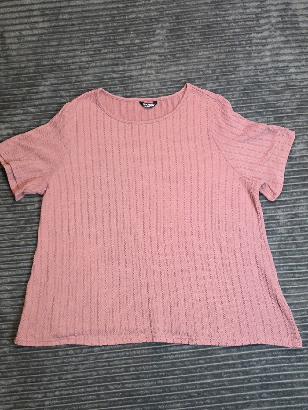 BloomChic Dusty Pink Short-Sleeve Textured Crewneck Top